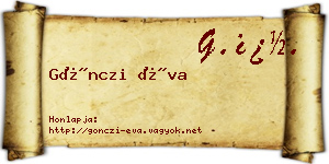 Gönczi Éva névjegykártya